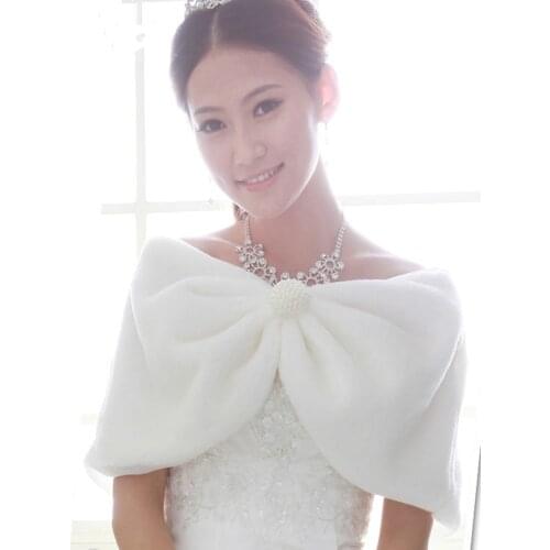 Ivory Wedding Jacket Bride Cape Winter Bride Bead Ball Thermal Fur Shawl Bolero Women Wedding Coat