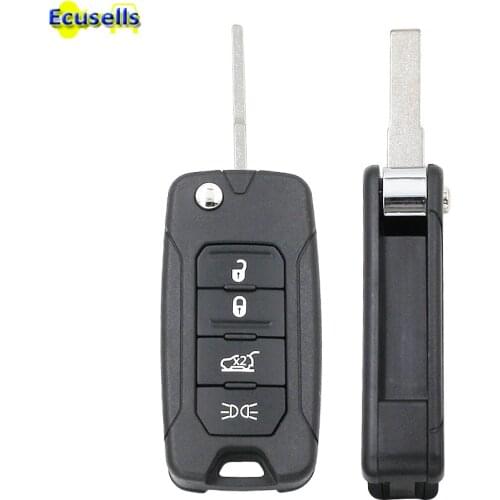 Replacement Flip Remote Key Shell Case Fob 4 Button for Jeep Renegade 2015 2016 2017 2018 with uncut SIP22 blade