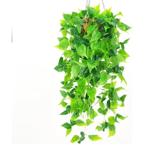 90cm Green Artificial Leaves Plants Vines Wedding Party Family Garden Fence Decoration Vines Wall Mounted Climber Rosette