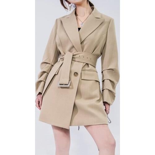 2019 Spring Autumn Women Office Lady Blazer Trench Coat Fashion Double-breasted Belt Windbreaker Female Elegant Outerwear Ladies