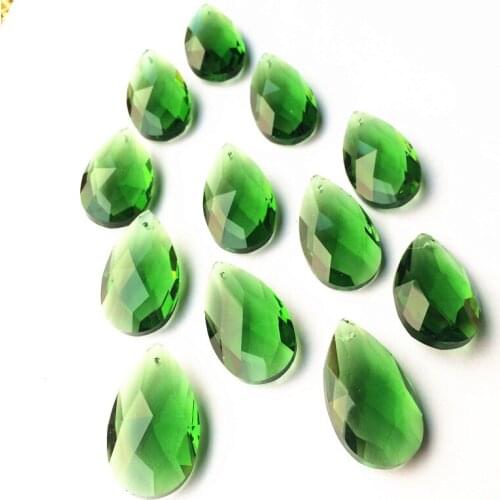 10pcs 38mm Dark Green (Free Rings)Glass Chandelier Lamp Crystal Drop Prisms Festival Decor Home Light Hanging Pendant Decorate