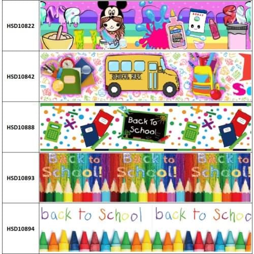 10yard New ArrivalBack to School Printed Grosgrain Ribbon Accessory Hairbow Headwear Decoration DIY Wholesale OEM 38MM 75MM