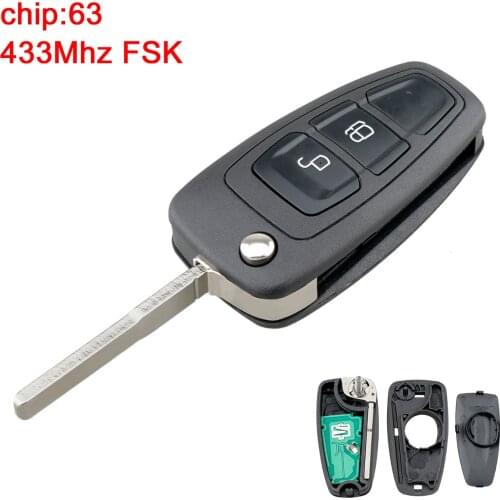 2 Button 433MHz FSK Keyless Remote Car Key Fob 4D63 Chip 5WK50166 AB39-15K601DA for Ford Ranger Focus Mondeo 2012 2013 2014 2015