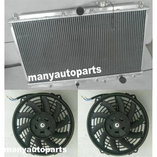 2 ROW Aluminum Radiator +Fans for Honda Accord CD5 CD7 2.2L 1994-1997 1995 1996 MANUAL