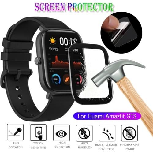 3pcs3D Protective Screen Film For Huami Amazfit GTS/GTS 2 Smart Watch Full Coverage Soft Fibre Glass HD Clear Fingerprint Proof