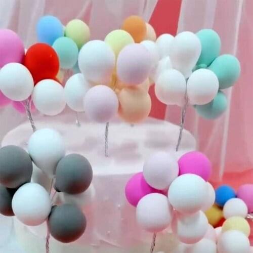 5pcs/set Colorful Clay Balloon Miniature Dollhouse Diy Handcrafted Clay Ornaments Children Gift Cake Topper Flags Decoration