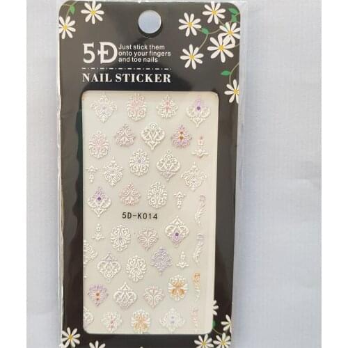 5D Nail Sticker Laser Anaglyph Effect Design Nail Foil Mandala Embroidery Feather Glue Sticker Decals Slider Nail Art Decoration