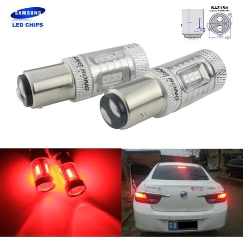 ANGRONG 2x 566 P21/4W 1122 BAZ15d Bulbs 15W LED Side Stop Tail Brake Light Red