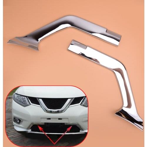 ABS 2pcs Car Chrome Front Bumper Lower Grille Grill Mesh Cover Trim Bar Fit for Nissan Rogue XTrail T32 Accessories
