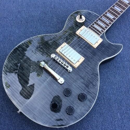 Free delivery, high quality electric guitar, tiger Flame Maple top, Grey electric guitar rosewood fingerboard