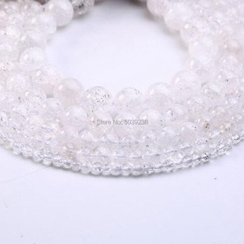 Wholesale White Cracked Crystal Beads Natural Stone Round Loose Beads 4-12mm for Jewelry Making
