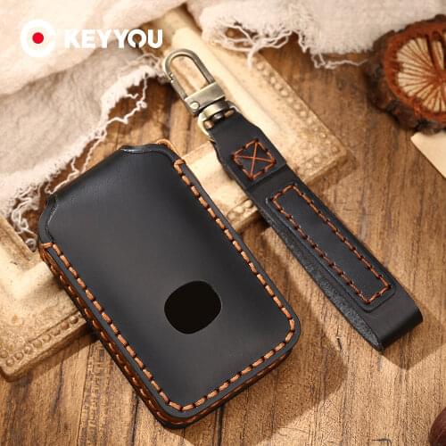 KEYYOU 3 Button For Mazda 3 Alexa CX4 CX5 CX8 2019 2020 Car Holder Shell Remote Cover keychain Genuine Leather Auto Car Key Case