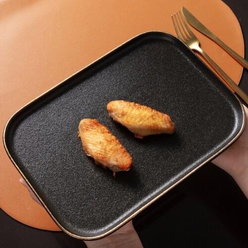 Japanese style black matte with Phnom Penh ceramic creative rectangular plate sushi plate chicken wings plate breakfast plate