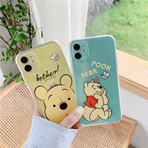 DISNEY Winnie the Pooh Silicone Case for IPhone 11 12Pro Xs Official Liquid Silicon 360 Full Cover zz0526
