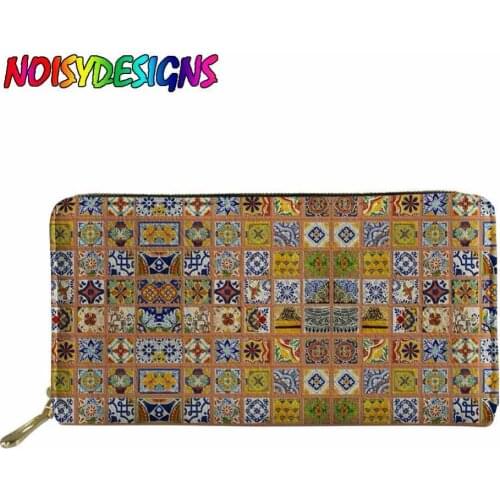 Orange and Black Mexican Print Long Purse Women Travel Card Holder Coin Cases Girls Womens Wallet Storage Bags Bolsa