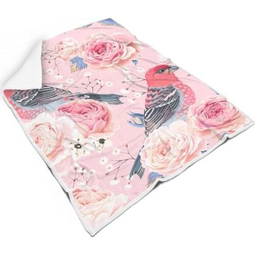Clubdeer Plant Flower and Bird Printed Warm Comfortable Soft Dual Sided Blanket Men Women Living Room/Bedroom All Seasons Carpet
