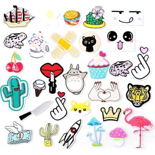 Cactus Expression Mushroom DIY Cartoon Badges Embroidery Patch Applique Ironing Clothing Sewing Supplies Decorative