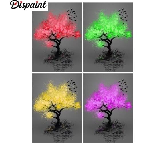 Dispaint Full diamond Painting "Color tree landscape" Resin Drill Embroidery 5D Diy Diamond Painting Handmade Cross Stitch gift