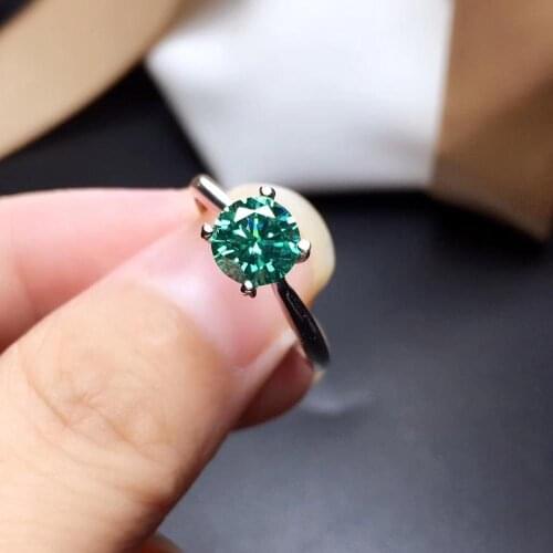 Green moissanite Personality design New ring, 925 Sterling silver, beautiful color, sparkling, 1 carat 2 Carat Diamond D VVS1