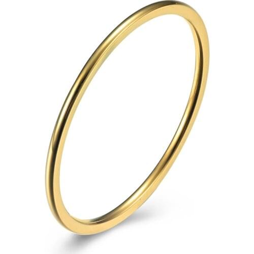 INSCHIC Simple Minimalist 3 Colors Rose Golden Thin Glossy Finger Rings Stainless Steel Jewelry For Girls Accessories For Women