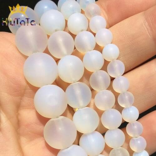 Natural Matte White Opal Stone Beads Dull Polished Round Beads For DIY Jewelry Making Bracelet Accessories 15'' 4 6 8 10 12mm