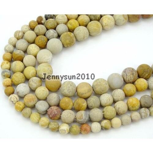 Natural Matte Chrysanthemum Stone Gems Stone Round Spacer Beads 15'' 6mm 8mm 10mm for Jewelry Making Crafts 5 Strands/Pack