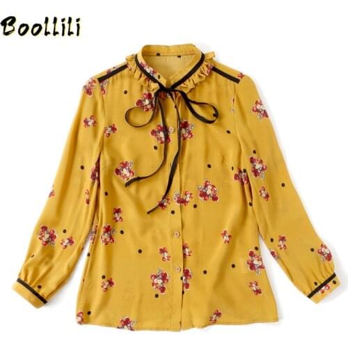 Summer Blouse Women Top Floral Silk Shirt Womens Tops and Blouses Yellow Shirts Fashion Woman Blouses 2020 Camisas Mujer