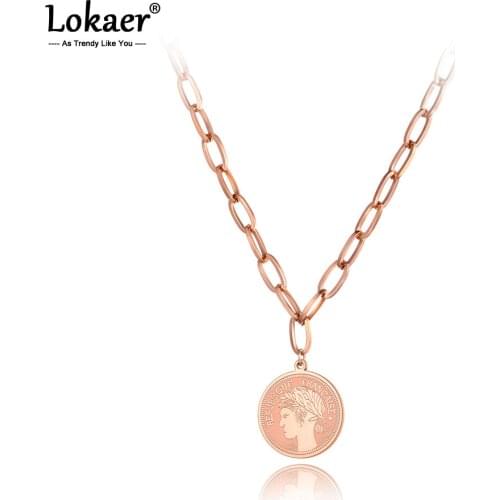 Lokaer Trendy Bohemia Stainless Steel Republique Francaise Charm Choker Necklaces Beach Pendant Chain Necklace For Women N20277
