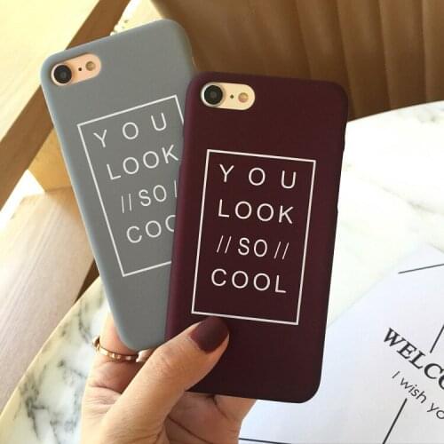 Fashion Korea Phone Cases For iPhone 7 8 Plus Simple Plain cool letter Plastic Back Cover For iPhone 6 6s Plus 5 5s SE Funda