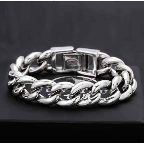 New 100% S925 sterling silver jewelry personality fashion Man bracelet bangle tank chain thick silver bracelet Man Thai Silver