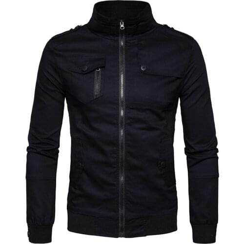 Fall Mens Stand Collar Pure Cotton Thin Washed Slim Jacket Casual Jacket