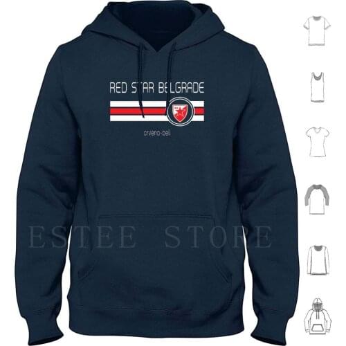 Super Liga-Red Star Belgrade ( Home Red ) Hoodie Long Sleeve Football Super Liga Red Star Belgrade Fudbalski Klub Crvena