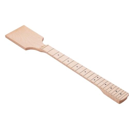 Universal Unfinished Electric Guitar Neck Maple Wood 22 Frets Fingerboard with Black Dots Inlay Replacement for LP ST