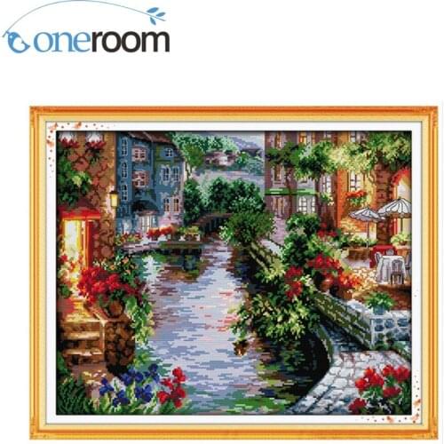 The Lakeside Houses Counted Cross Stitch 11CT 14CT Cross Stitch Cross Stitch Kits for Embroidery Home Decor Needlework