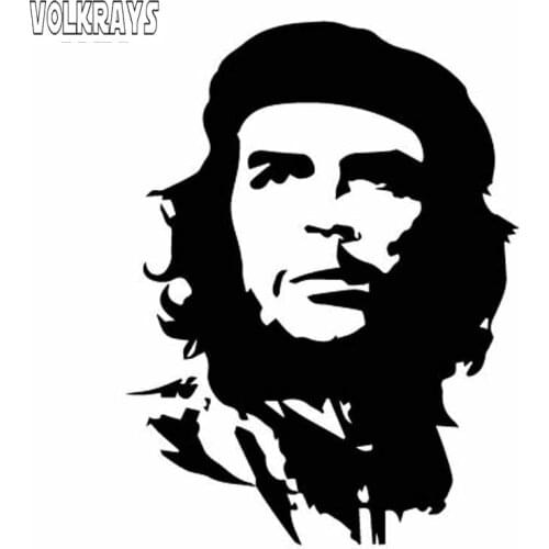 Volkrays Personality Car Sticker Serious Celebrity Che Guevara Accessories Reflective Vinyl Decal Black/Silver,13cm*11cm