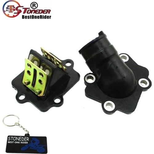 STONEDER Manifold Carb Intake Pipe Reed Valve For Jog 50 Minarelli Yamaha 2 Stroke Polaris Predator Scrambler 50cc Scooter Moped