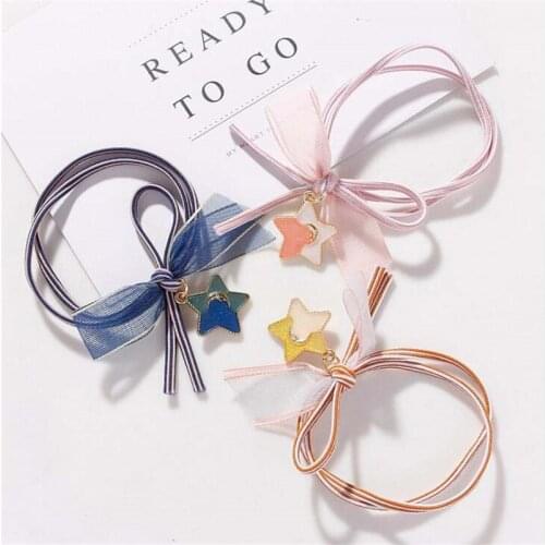 Women Spring Elastic Rope Elastic Hair Bands Hair Accessories For Womens Frosted Acrylic Love Lace Star Rubber Tight Scrunch