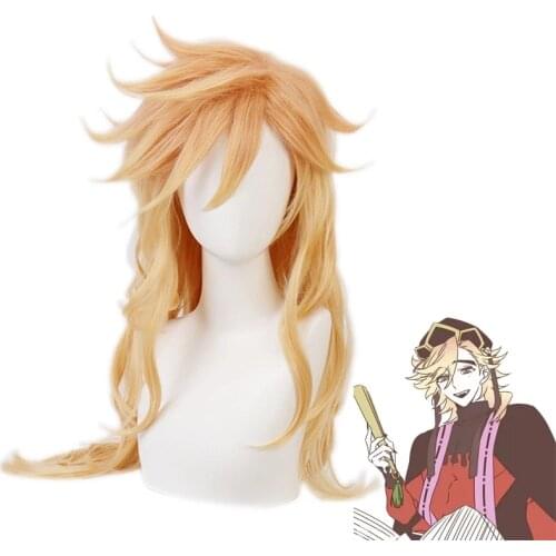 Demon Slayer Douma Cosplay Wig Long Blonde for Women Kimetsu no Yaiba Demon Moons Halloween Golden Hair + Wig Cap