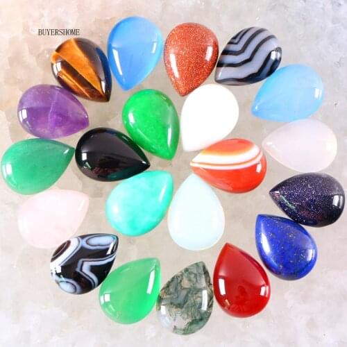 10Pcs 13x18MM Natural Stone Multi color No Drilled Hole Water Drop Cabochon CAB Bead For DIY Jewelry Making Ring