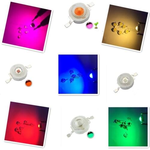 100pcs 1W 3W LED High Power LEDs Super Brightness Deep Red 660nm Royal Blue 445nm Pink Full Spectrum White Yellow Light Source