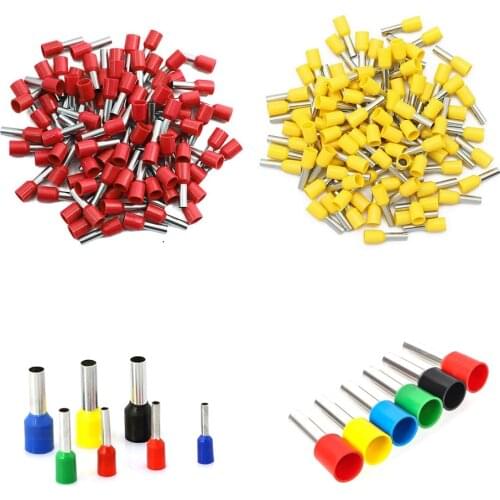100pcs/lot E0508 E0510 E7508 E7510 Insulated Cord End Terminal Cable Size 0.5~0.75mm2 Electrical Wire Connector