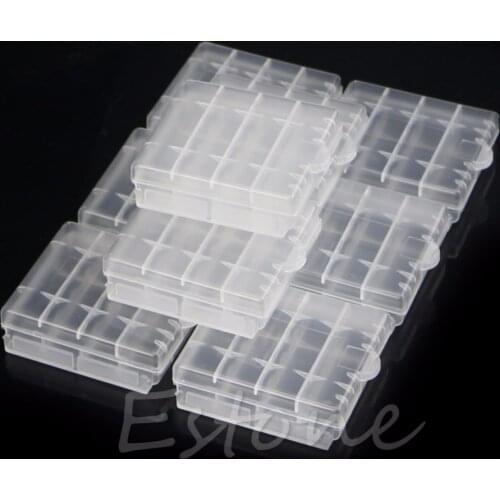 10x AA AAA battery clear white storage case holder rechargeable batteries travel