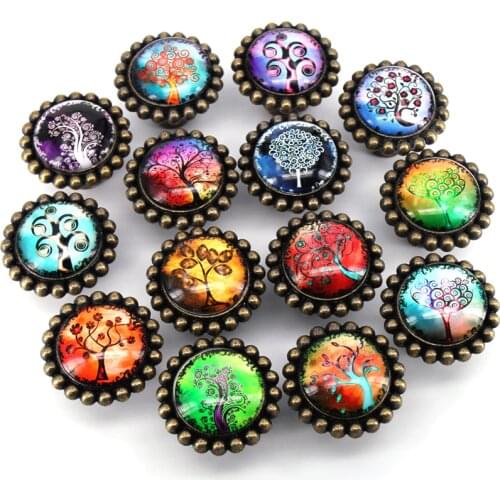 1x Kids Bedroom Drawer Cupbroad Colored Tree Glass Door Knobs Drawer Cabinet Furniture Kitchen Handle Dia 45mm