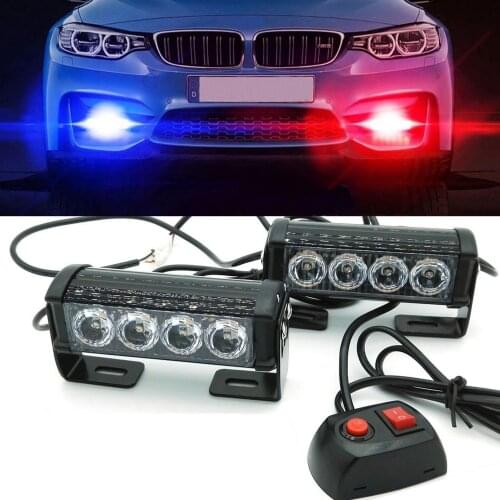 2x4 led Police Motorcycle patrol warning flash light Fso Car Grill Emergency beacon signal light DRL day flashing light 12v lamp