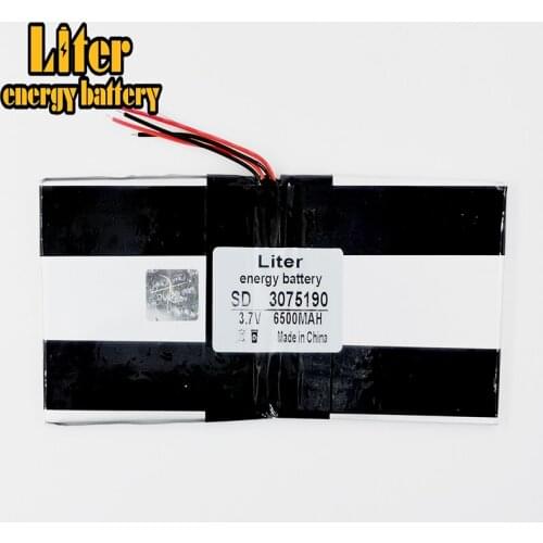 3.7V 6500mAH 3075190 PLIB (polymer lithium ion battery) Li-ion battery for tablet pc battery Rechargeable batteries