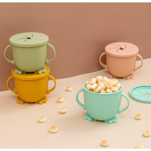 7 Colors BPA Free Baby Silicone Snack Cup Baby Feeding Cups Portable Food Storage Box Children Snacks Container With Lid 7.2*8cm