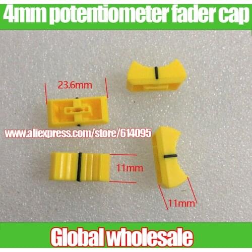 70pcs Audio Volume Adjustment Fader Cap / 4mm Straight Slide Potentiometer Knob Cap Mixer Console 4mm Cap Yellow