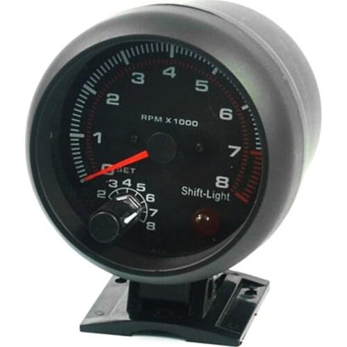 Universal 8000RPM 3.75 Inch Car Black Tachometer Gauge Revolution Meter 12V Auto Replacement Parts