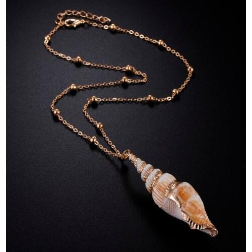 Bohemia Conch Pendant Collier Necklace for Women Girls Natural Shell Necklace Summer Sea Beach Gift Necklaces Cowrie Jewelry