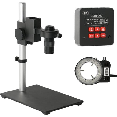 4K UHD HDMI USB Digital Video Microscope Camera 100X 130X Zoom C Mount Lens Set Mobile Phone Soldering Repair Inspection Tools